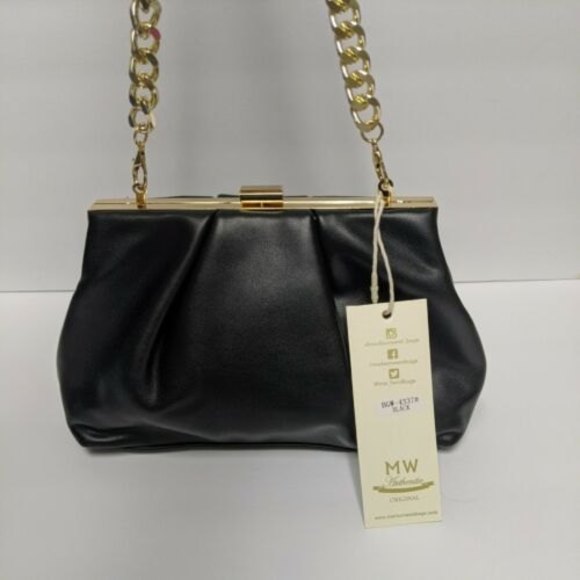 Madison West Serena Shoulder Bag Black Vegan Leather Handbag Purse Shoulder Bag - Picture 6 of 11